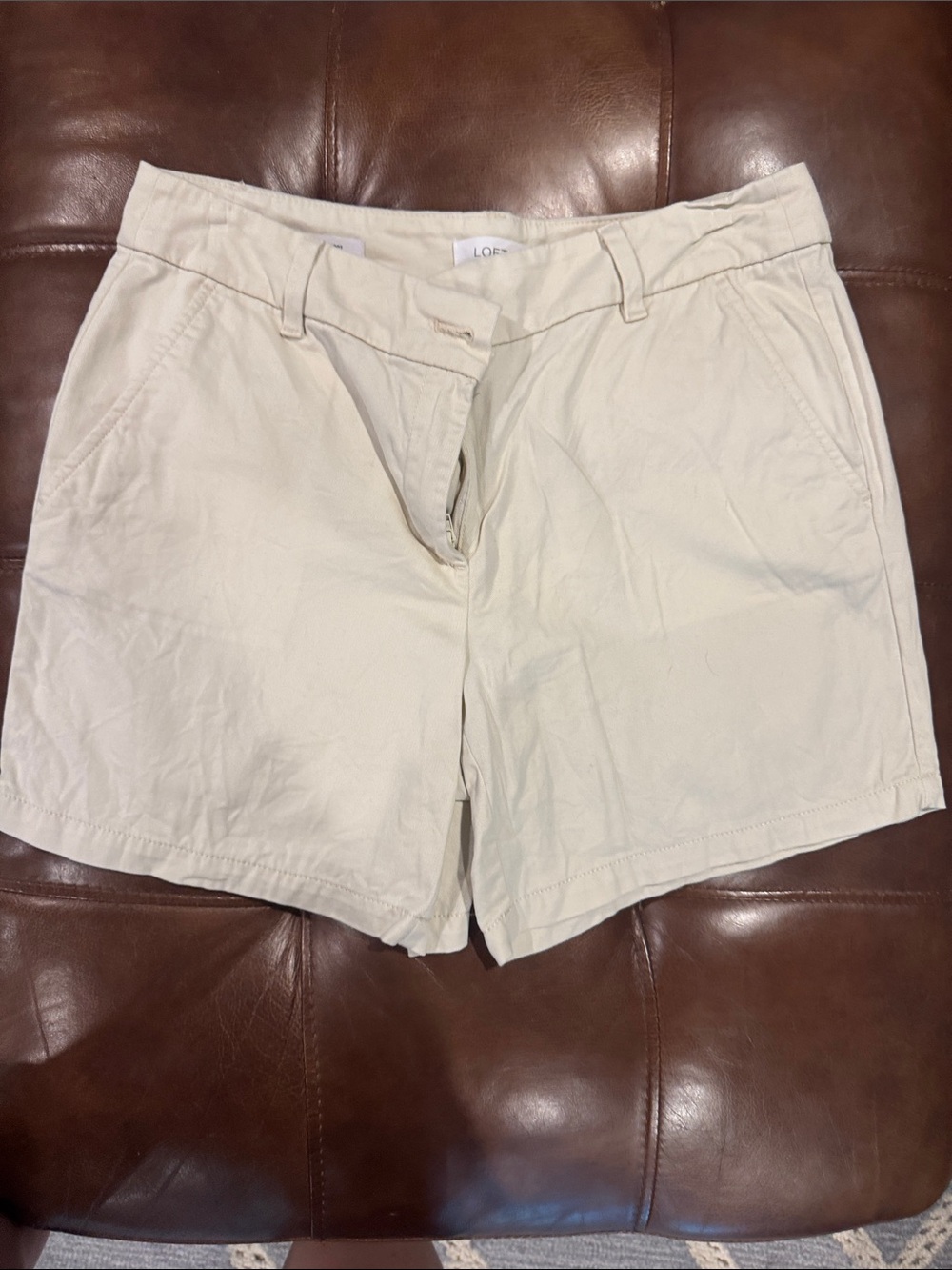 LOFT Beige Women's Casual Chino Bermuda Shorts